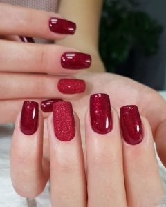 unhas-elegantes-vermelhas-com-brilho