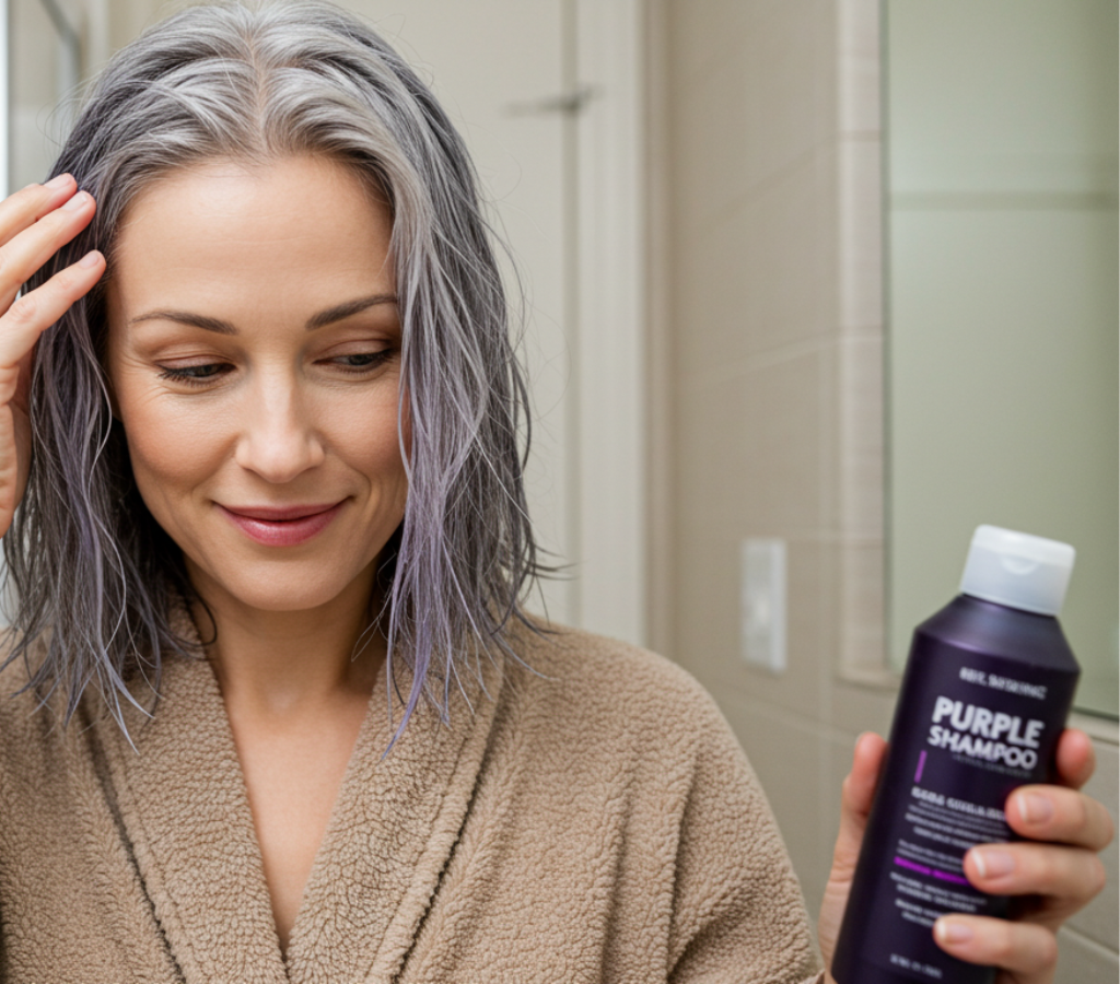 Usar shampoo roxo