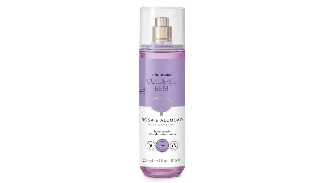 Body Splash Desodorante Colônia Cuide-se Bem Rosa e Algodão